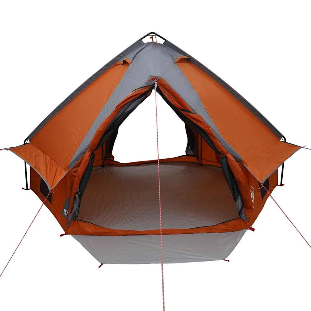 Produktbild för Tält för 4 personer med tak Grå och orange 388 x 320 x 169 cm