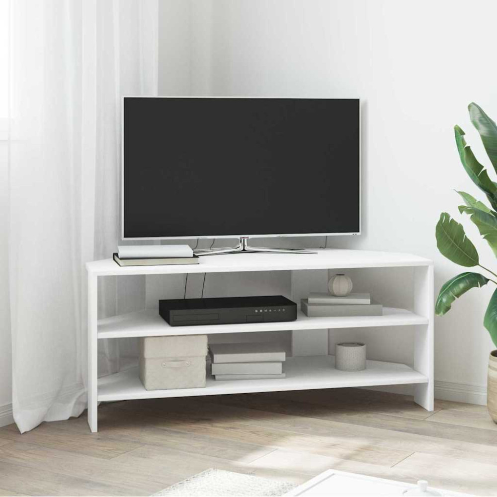 Produktbild för HörnTVSkåp Vit 102x40,5x45cm Konstruerat trä