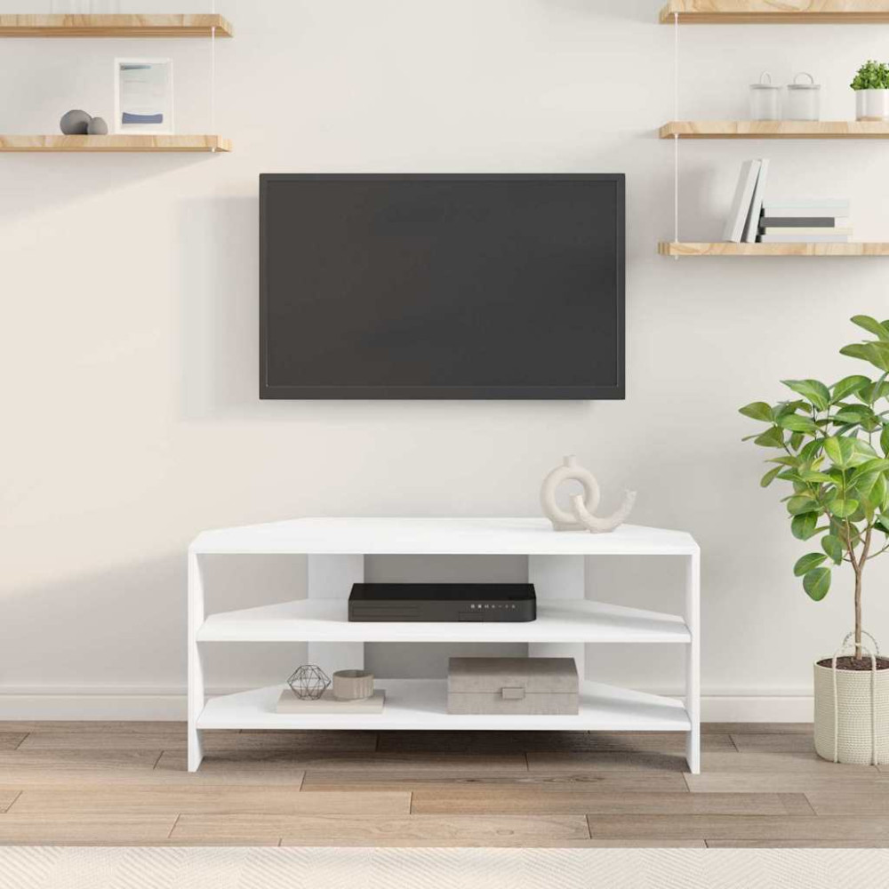 Produktbild för HörnTVSkåp Vit 102x40,5x45cm Konstruerat trä