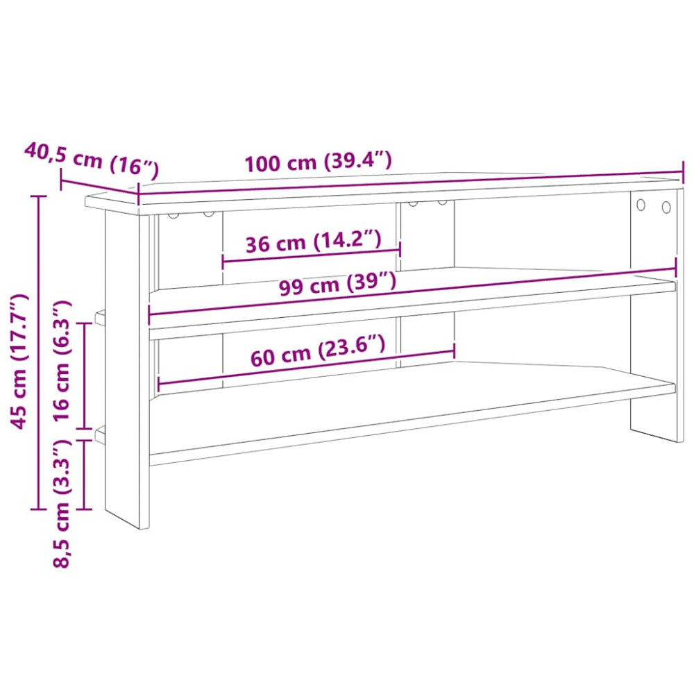 Produktbild för HörnTVSkåp Vit 102x40,5x45cm Konstruerat trä