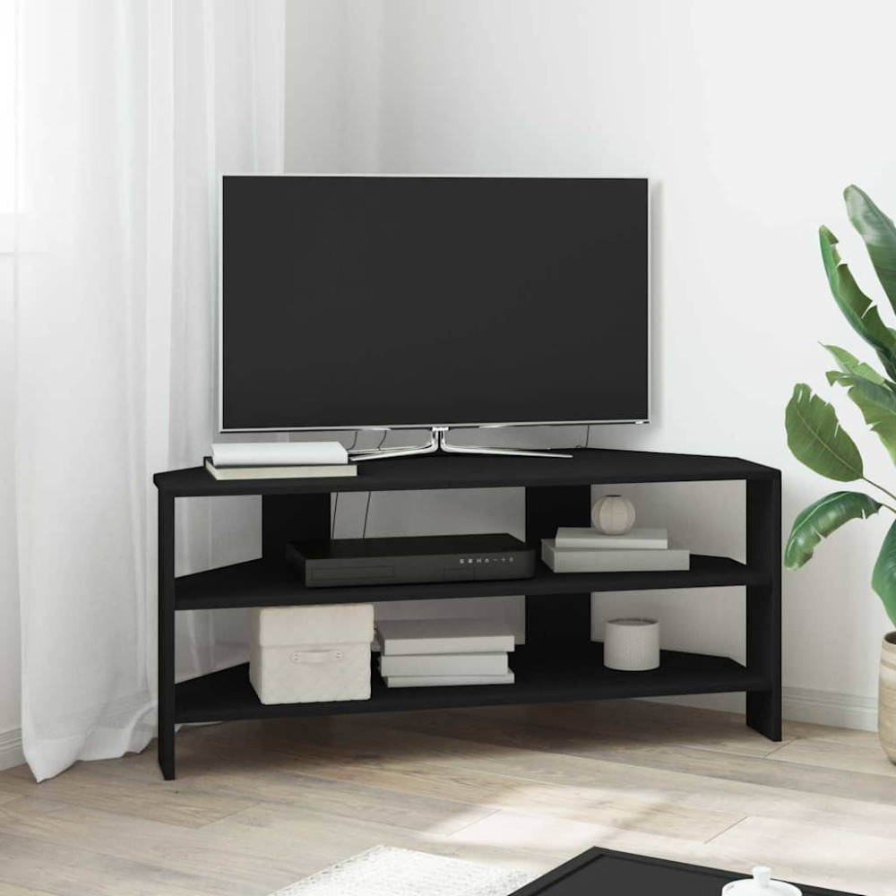 Produktbild för HörnTVSkåp Svart 102x40,5x45cm Konstruerat trä