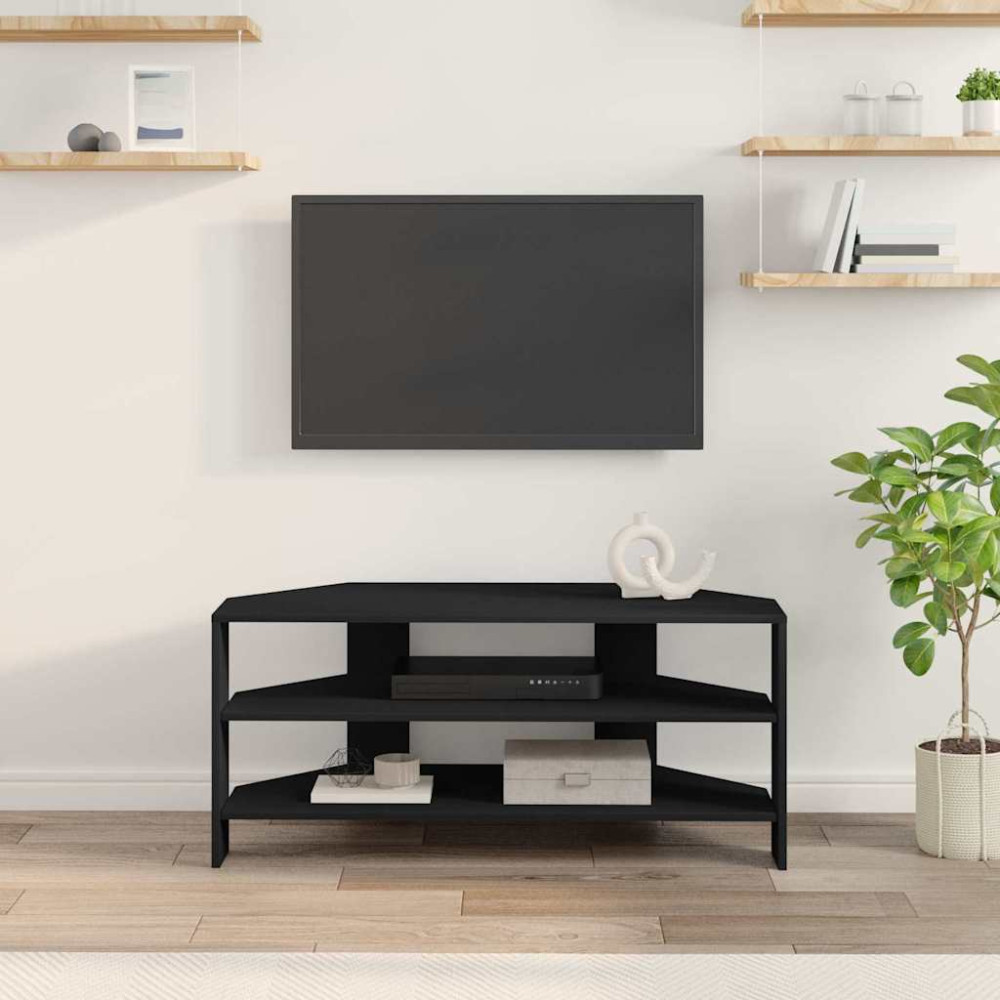Produktbild för HörnTVSkåp Svart 102x40,5x45cm Konstruerat trä