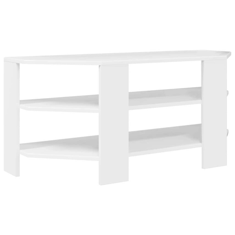 Produktbild för HörnTVSkåp Högblank Vit 102x40,5x45cm Konstruerat trä