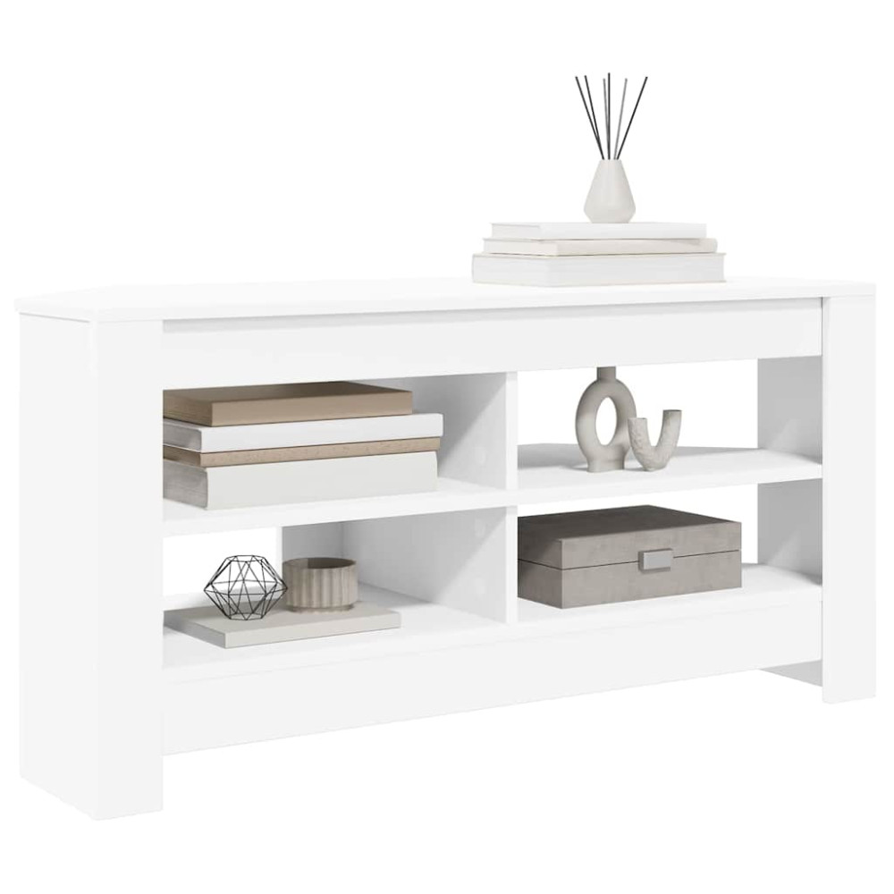 Produktbild för HörnTVSkåp Vit 102 x 40,5 x 45 cm Konstruerat trä