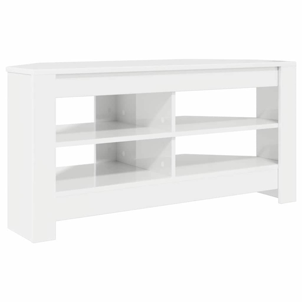 Produktbild för HörnTVSkåp Högblank Vit 102 x 40,5 x 45 cm Konstruerat trä