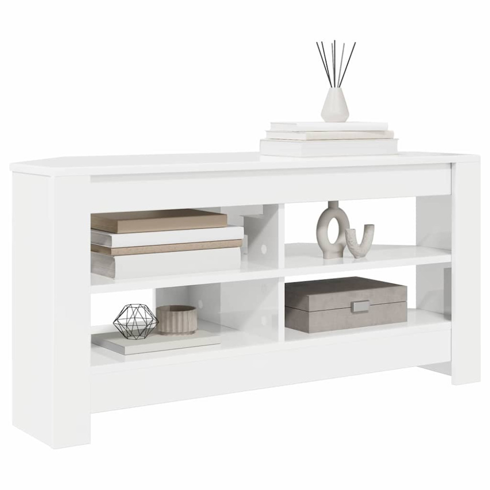 Produktbild för HörnTVSkåp Högblank Vit 102 x 40,5 x 45 cm Konstruerat trä