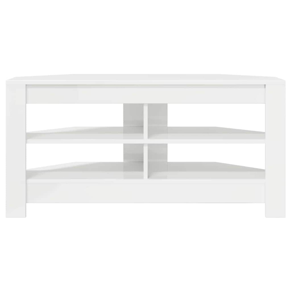 Produktbild för HörnTVSkåp Högblank Vit 102 x 40,5 x 45 cm Konstruerat trä
