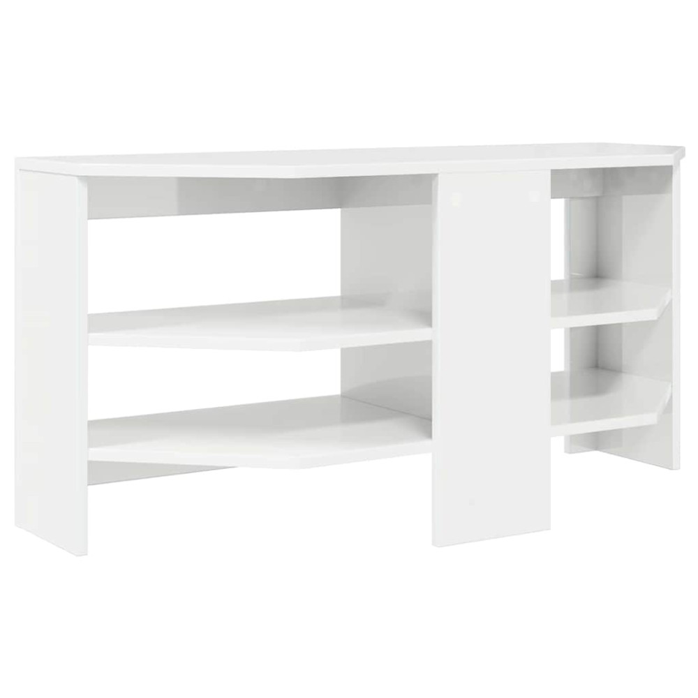 Produktbild för HörnTVSkåp Högblank Vit 102 x 40,5 x 45 cm Konstruerat trä