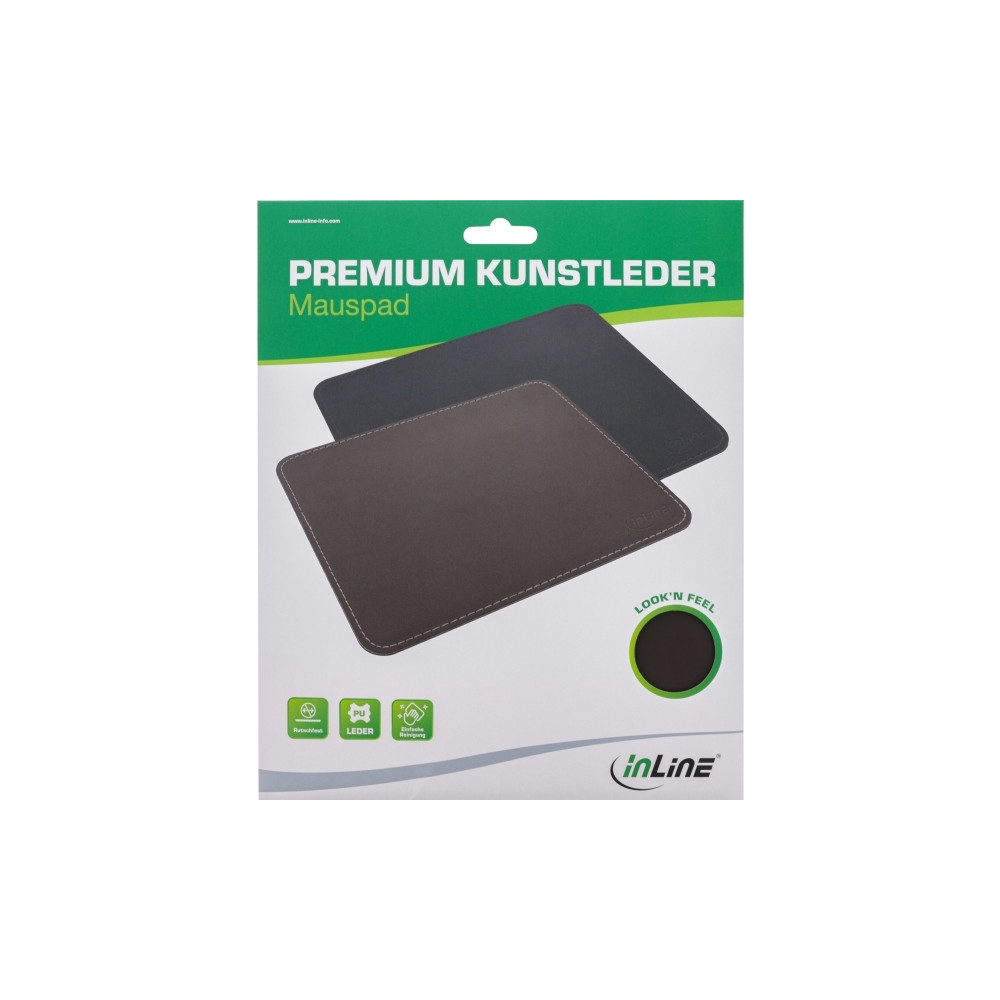 Produktbild för InLine musmatta - premium synthetic leather, 255x220x3 mm