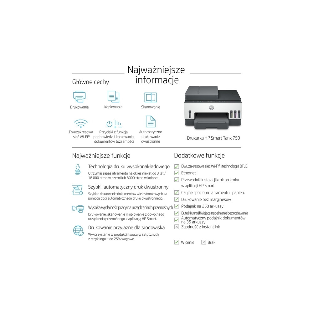 Produktbild för HP Smart Tank 750 All-in-One - multifunktionsskrivare - färg