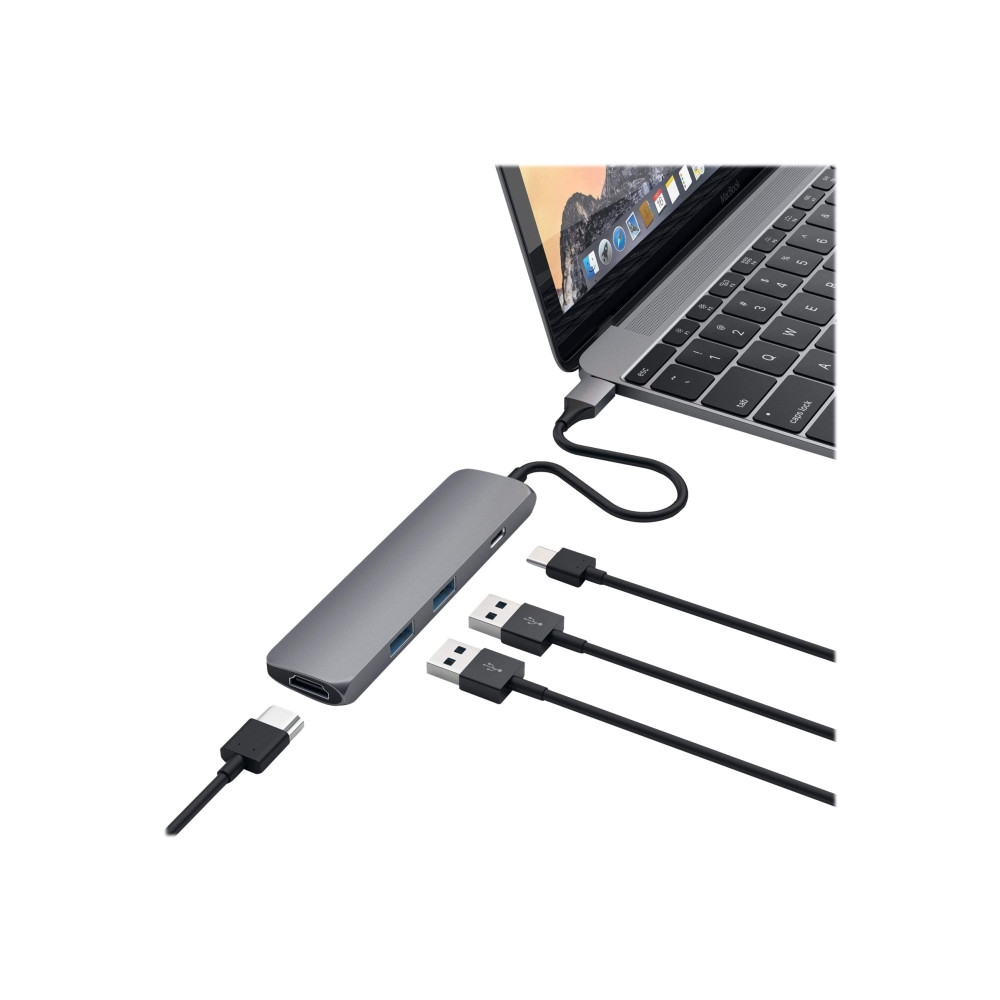 Produktbild för Satechi Slim Aluminum Multi-Port Adapter - dockningsstation - USB-C