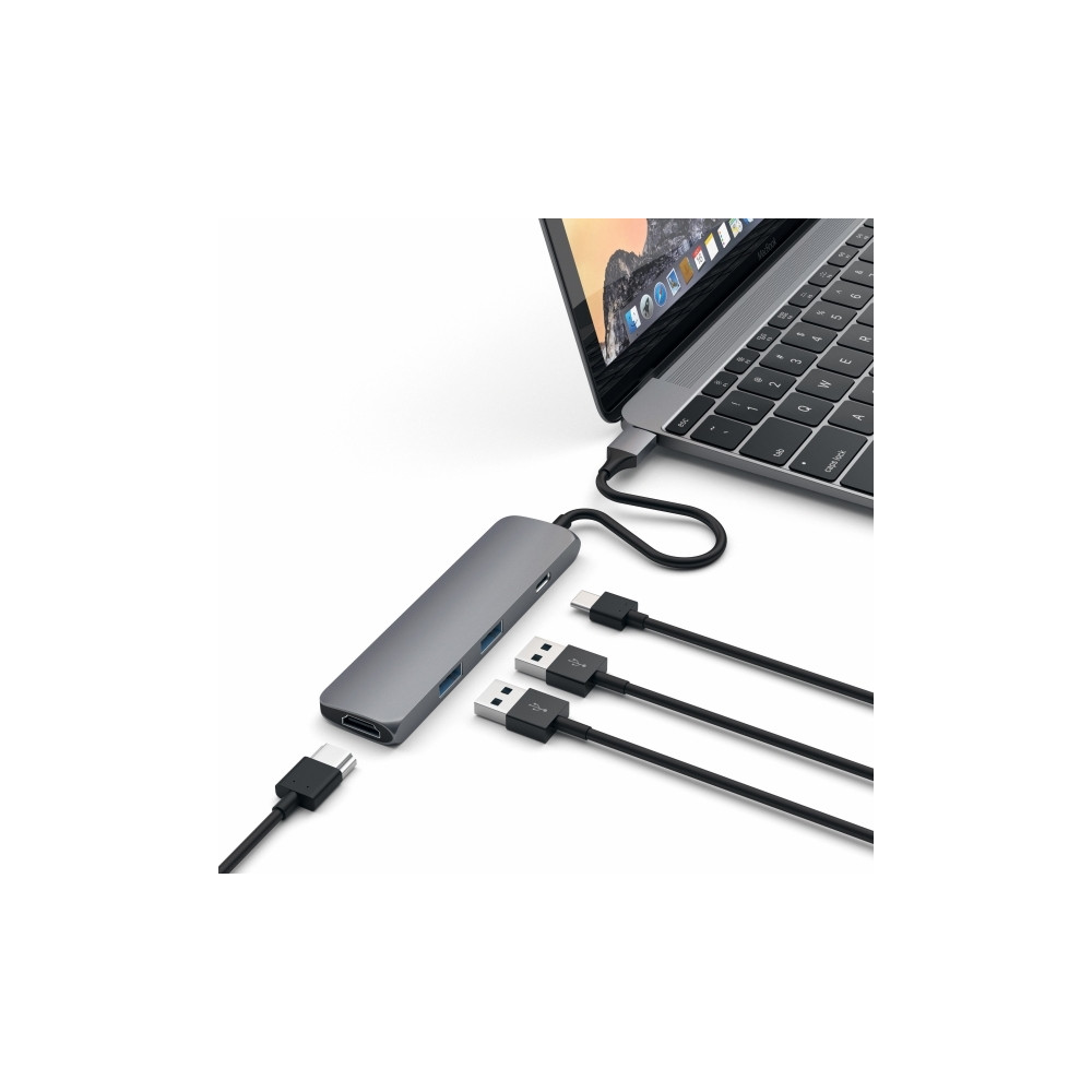 Produktbild för Satechi Slim Aluminum Multi-Port Adapter - dockningsstation - USB-C