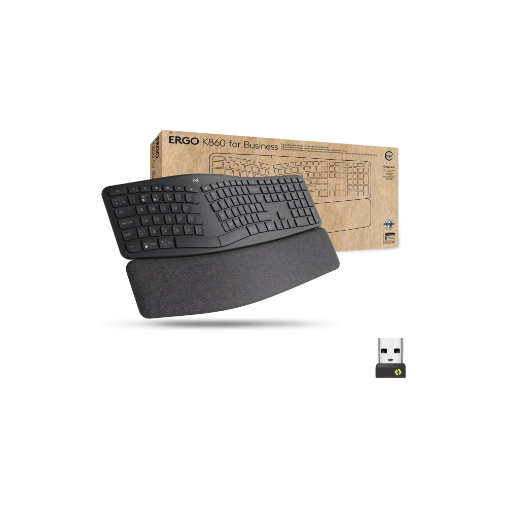 Produktbild för Logitech Ergo Series ERGO K860 for Business - tangentbord full size - QWERTY - USA, internationellt - grafit Inmatningsenhet