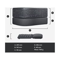 Produktbild för Logitech Ergo Series ERGO K860 for Business - tangentbord full size - QWERTY - USA, internationellt - grafit Inmatningsenhet