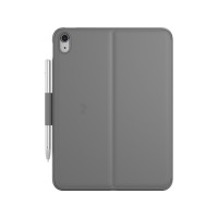 Produktbild för Logitech Slim Folio - tangentbord och foliefodral - QWERTY - nordiskt (danska/finska/norska/svenska) - oxford-grå Inmatningsenhet