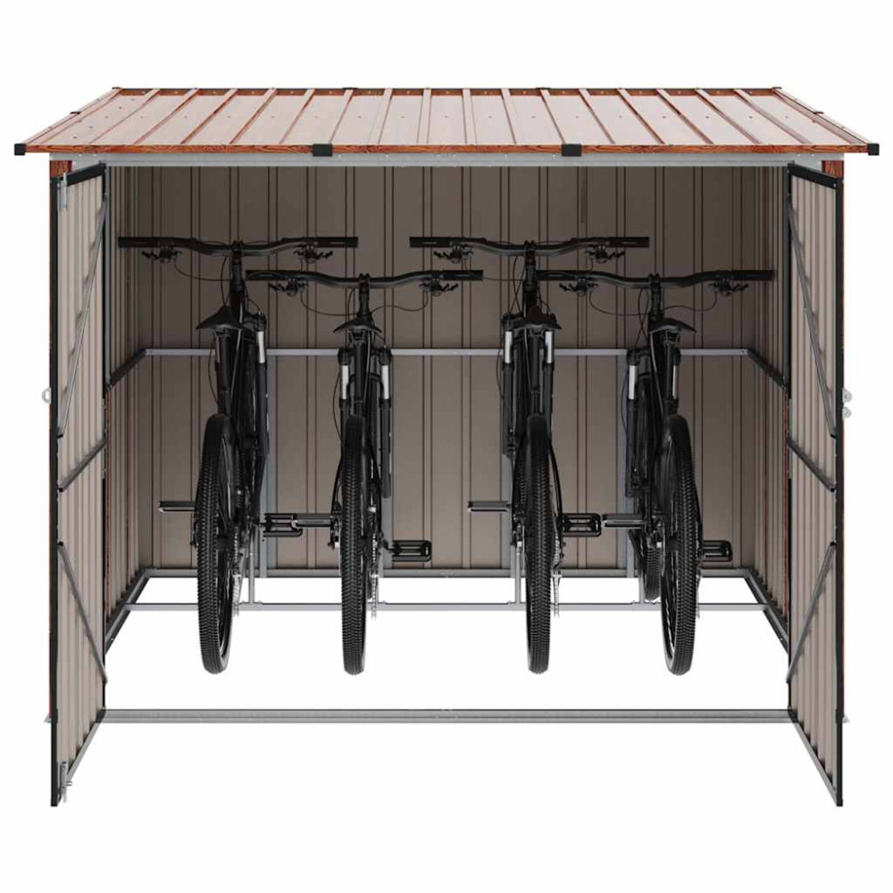 Produktbild för Cykelskjul 3 pcs Brun 216 x 207 x 158 cm Metall
