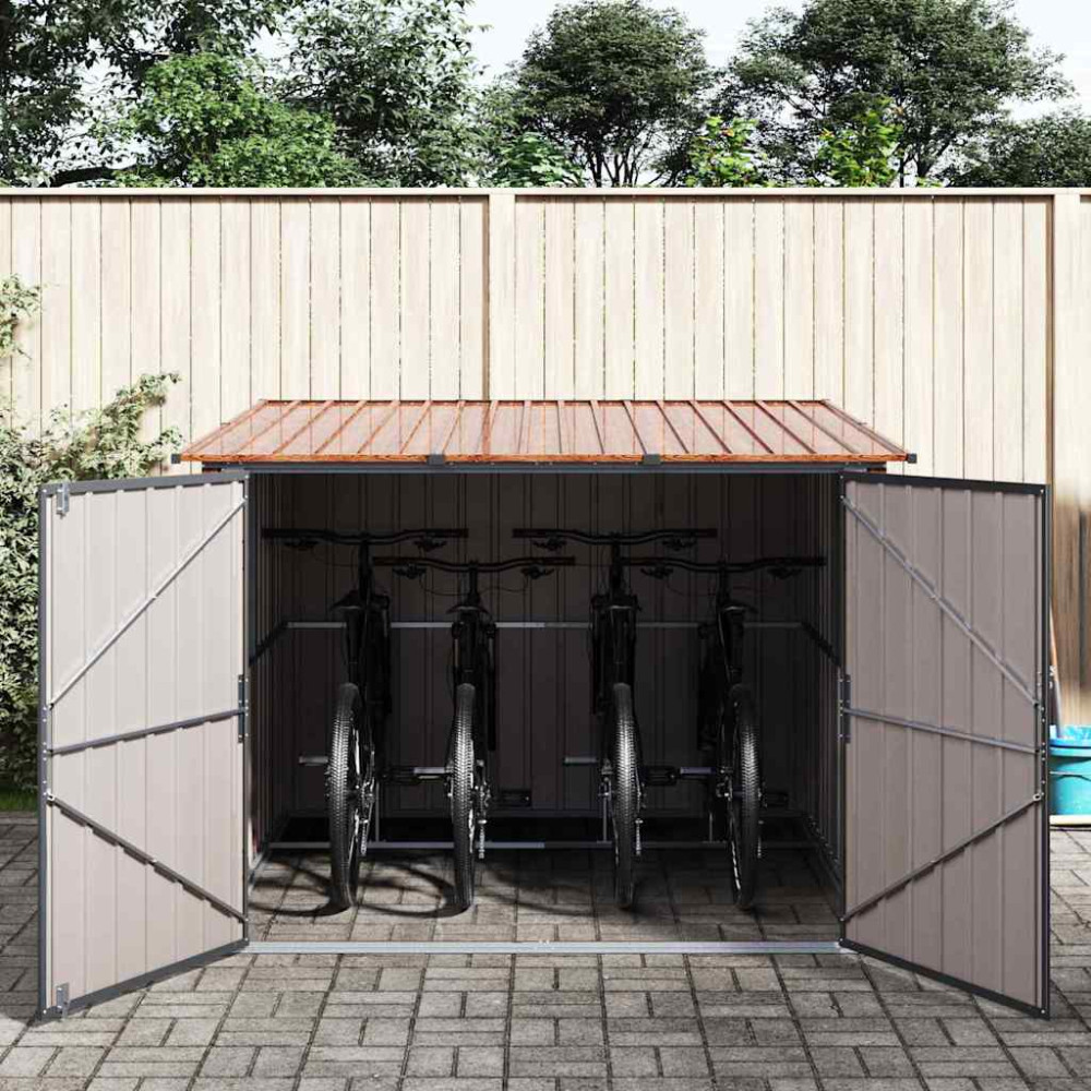 Produktbild för Cykelskjul 3 pcs Brun 216 x 207 x 158 cm Metall