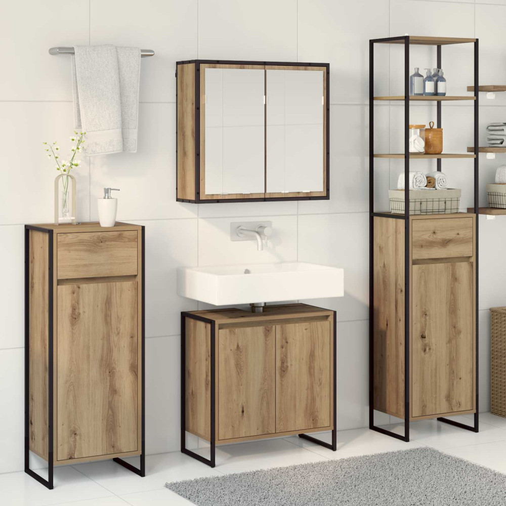 Produktbild för Badrumsmöbelset med låda med hylla Artisan Ek Konstruerat trä