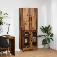 Produktbild för Skåp 2 pcs Gammalt trä Konstruerat trä och glas