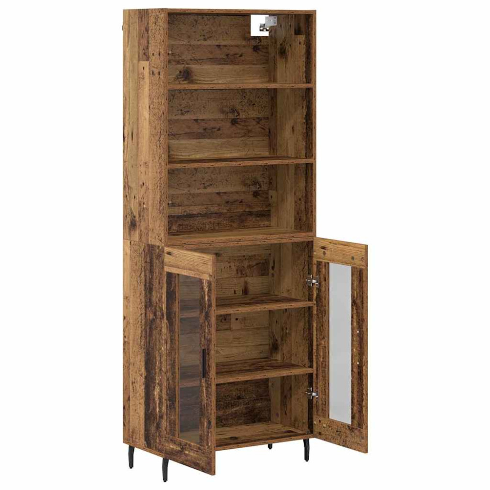 Produktbild för Skåp Gammalt trä 69,5 x 34 x 180 cm Konstruerat trä och glas