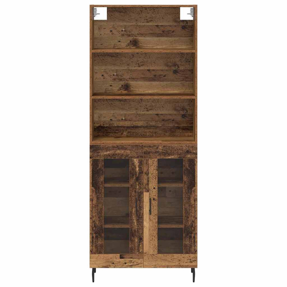 Produktbild för Skåp Gammalt trä 69,5 x 34 x 180 cm Konstruerat trä och glas
