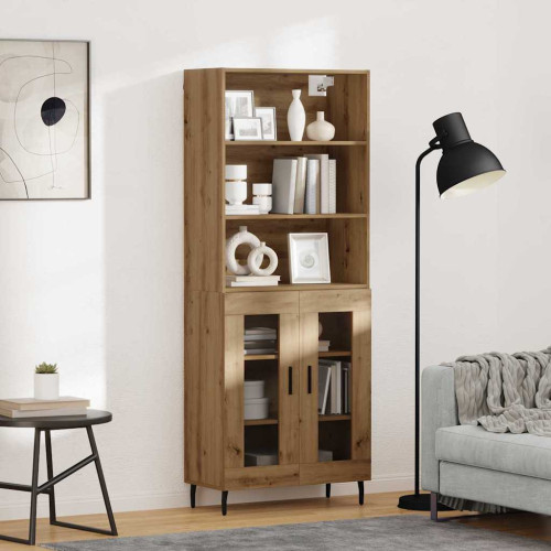 vidaXL Skåp Artisan Ek 69,5 x 34 x 180 cm Konstruerat trä och glas