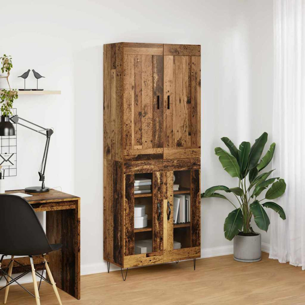 Produktbild för Skåp 2 pcs Gammalt trä Konstruerat trä