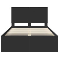 Produktbild för Sängram med huvudgavel med låda Svart 135 x 190 cm Massiv furu
