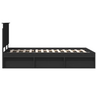Produktbild för Sängram med huvudgavel med låda Svart 135 x 190 cm Massiv furu