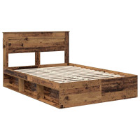 Produktbild för Sängram med huvudgavel Gammalt trä 140 x 190 cm Massiv furu