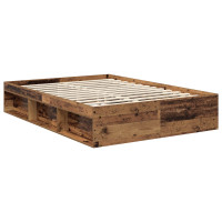 Produktbild för Sängram med huvudgavel Gammalt trä 140 x 190 cm Massiv furu