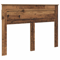 Produktbild för Sängram med huvudgavel Gammalt trä 140 x 190 cm Massiv furu