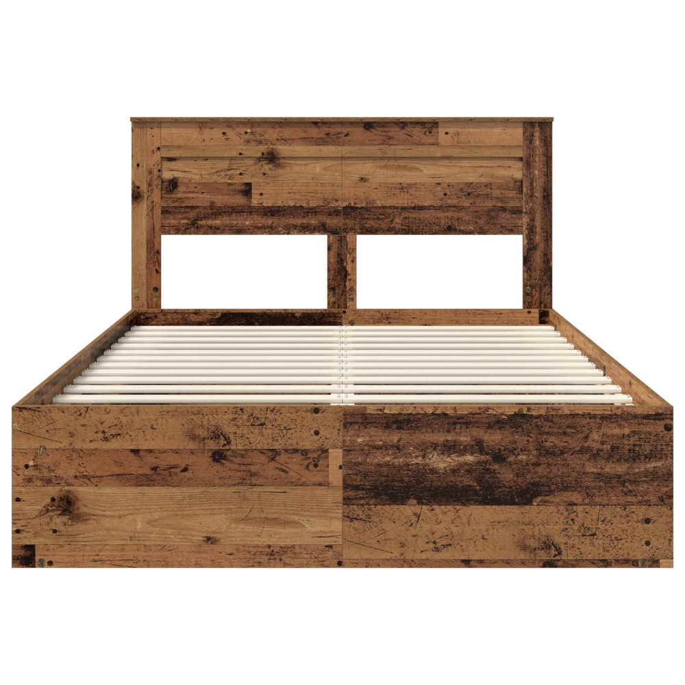 Produktbild för Sängram med huvudgavel Gammalt trä 140 x 190 cm Massiv furu