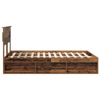 Produktbild för Sängram med huvudgavel Gammalt trä 140 x 190 cm Massiv furu