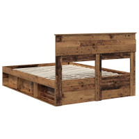 Produktbild för Sängram med huvudgavel Gammalt trä 140 x 190 cm Massiv furu