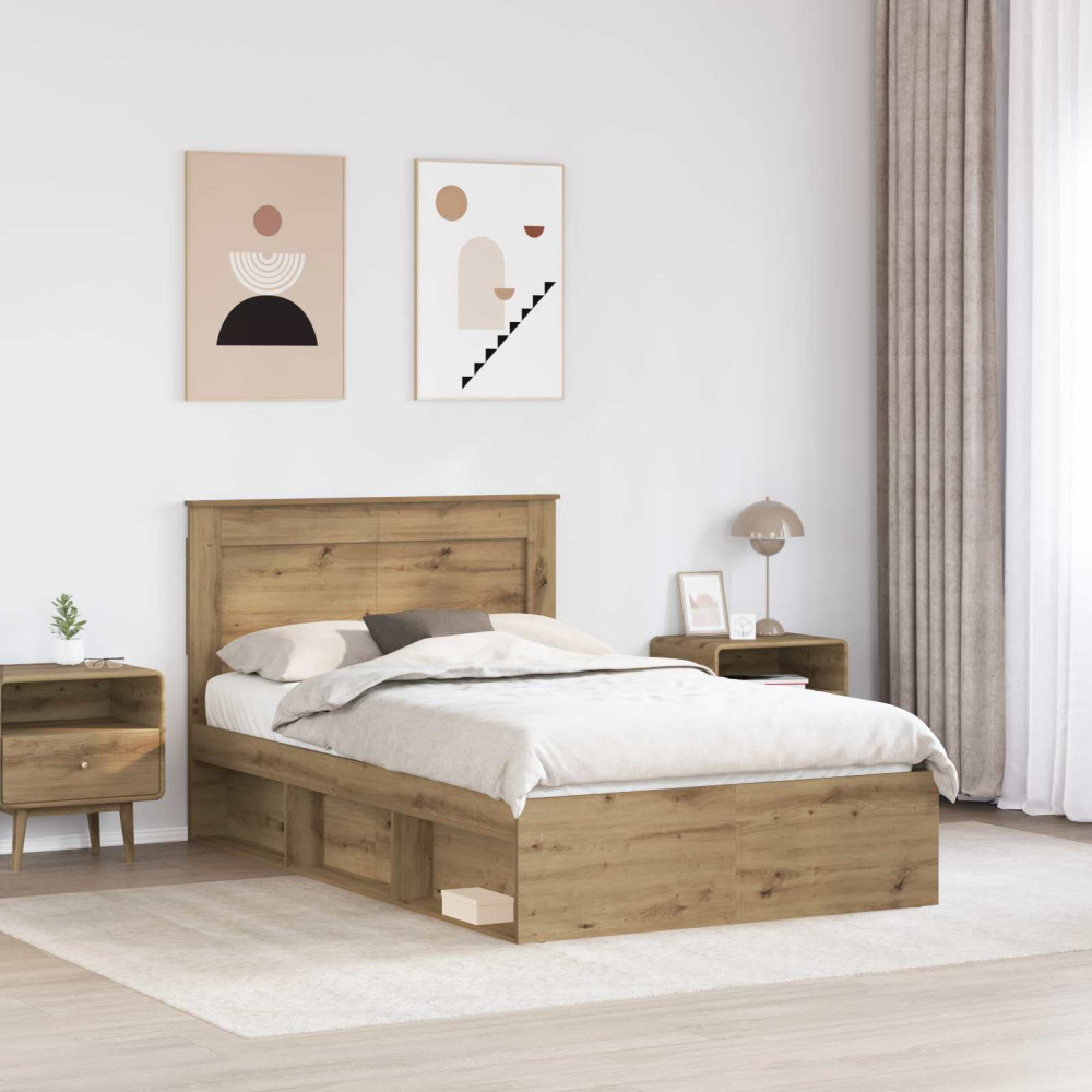 Produktbild för Sängram med huvudgavel Artisan Ek 120 x 190 cm Massiv furu