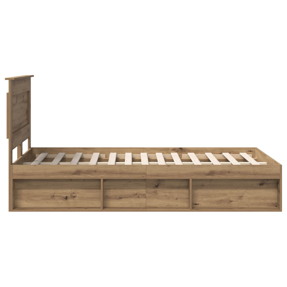 Produktbild för Sängram med huvudgavel Artisan Ek 120 x 190 cm Massiv furu