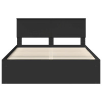 Produktbild för Sängram med huvudgavel Svart 135 x 190 cm Massiv furu