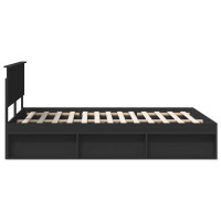 Produktbild för Sängram med huvudgavel Svart 135 x 190 cm Massiv furu