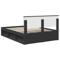 Produktbild för Sängram med huvudgavel Svart 135 x 190 cm Massiv furu