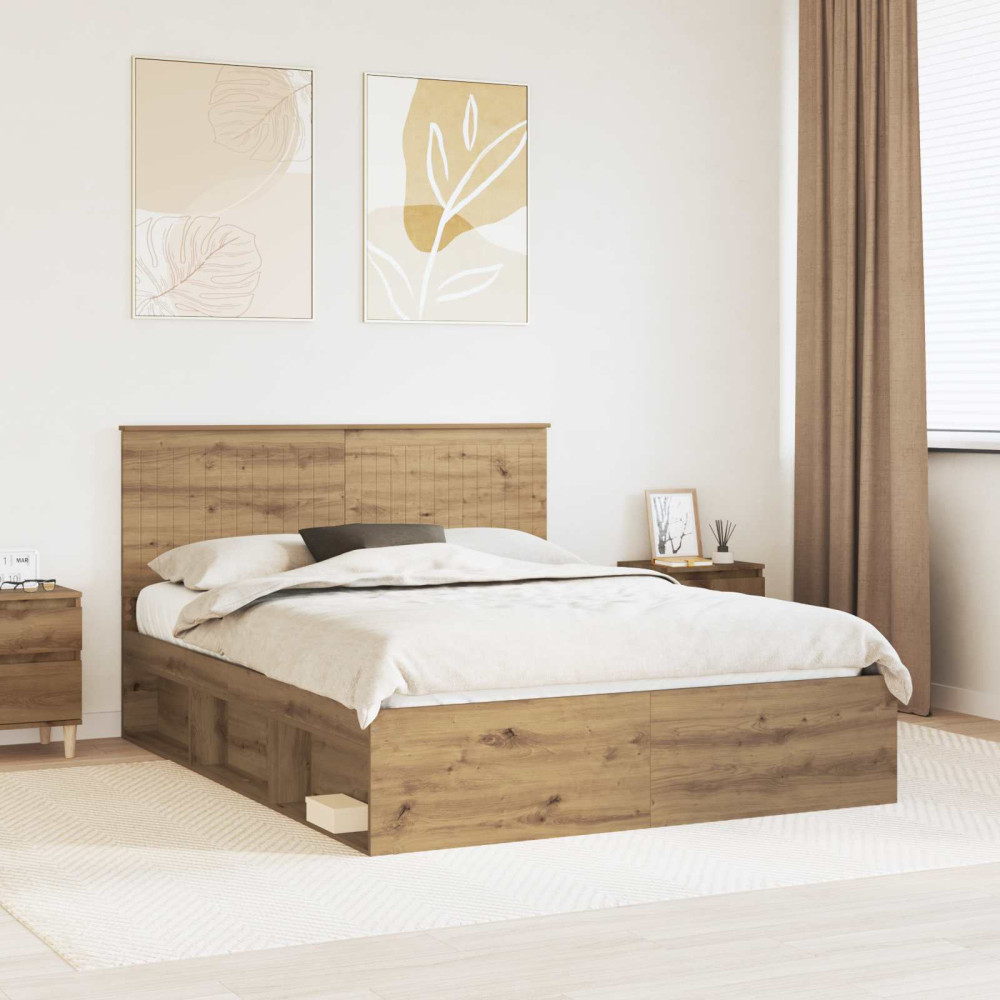 Produktbild för Sängram med huvudgavel Artisan Ek 150 x 200 cm Massiv furu