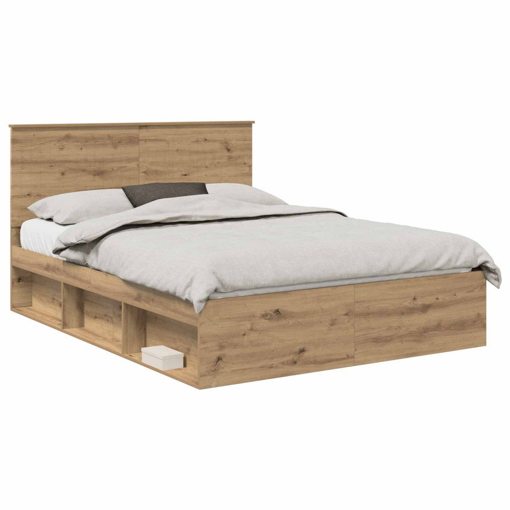 Produktbild för Sängram med huvudgavel Artisan Ek 150 x 200 cm Massiv furu