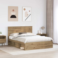 Produktbild för Sängram med huvudgavel Artisan Ek 150 x 200 cm Massiv furu