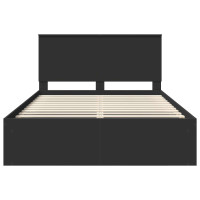 Produktbild för Sängram med huvudgavel Svart 135 x 190 cm Massiv furu