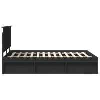 Produktbild för Sängram med huvudgavel Svart 135 x 190 cm Massiv furu