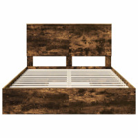 Produktbild för Förvaringssäng med låda Rökt ek 135 x 190 cm Konstruerat trä