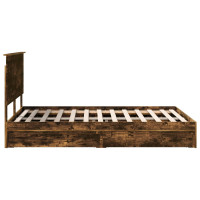 Produktbild för Förvaringssäng med låda Rökt ek 135 x 190 cm Konstruerat trä