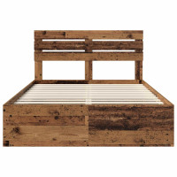 Produktbild för Sängram med huvudgavel Gammalt trä 140 x 190 cm Massiv furu