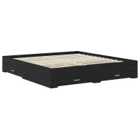 Produktbild för Sängram med låda Svart Ek 180 x 200 cm Konstruerat trä