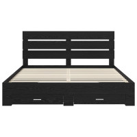 Produktbild för Sängram med låda Svart Ek 180 x 200 cm Konstruerat trä